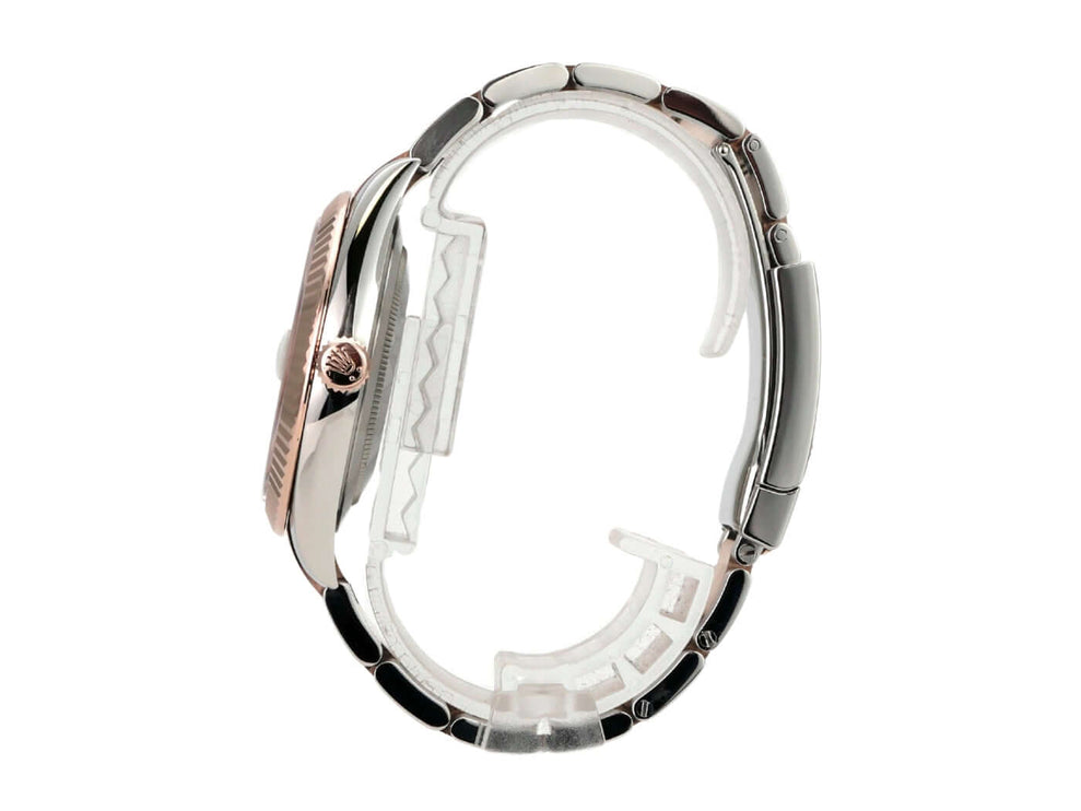 Rolex Datejust 41 Edelstahl Everose-Gold 126331 Sundust seitliche Ansicht mit Oyster Armband