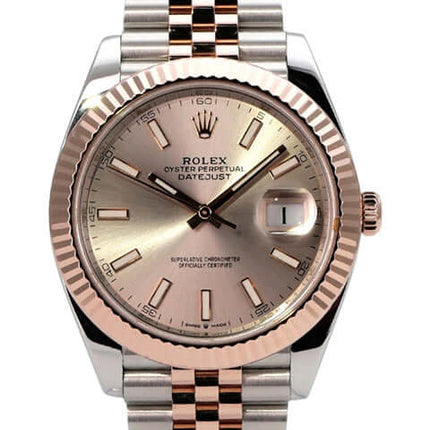 Rolex Datejust 41 Edelstahl Everose-Gold 126331 Sundust Jubile-Band, Automatik, 41 mm