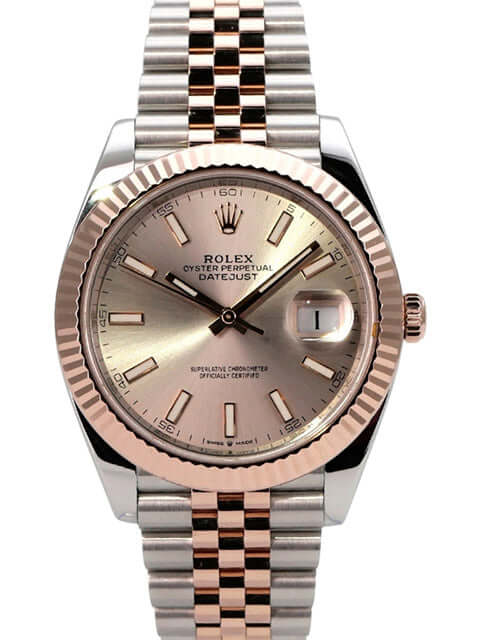 Rolex Datejust 41 Edelstahl Everose-Gold 126331 Sundust Jubile-Band, Automatik, 41 mm