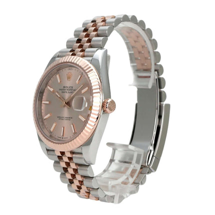 Rolex Datejust 41 Edelstahl Everose-Gold 126331 Sundust Jubile-Band, Luxusarmbanduhr mit Jubilé-Armband