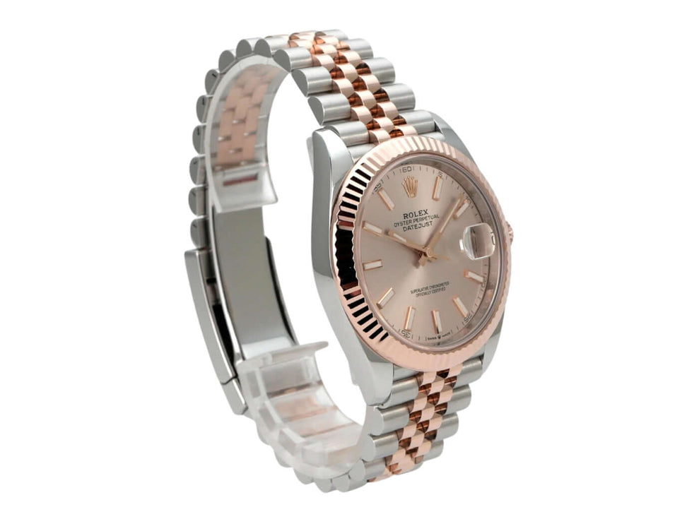 Rolex Datejust 41 Edelstahl Everose-Gold 126331 Sundust Jubile-Band, Luxusarmbanduhr