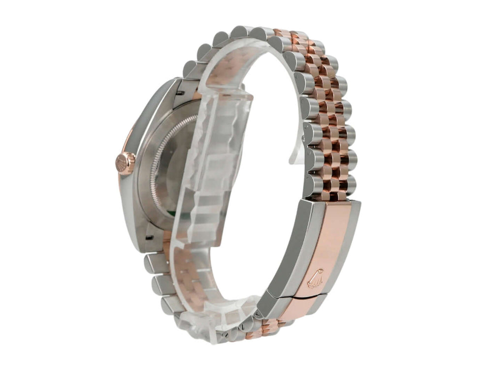 Rolex Datejust 41 Edelstahl Everose-Gold 126331 Sundust Jubile-Band, Seitenansicht mit Jubilé-Armband