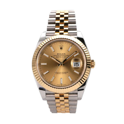 Rolex Datejust 41 Edelstahl Gelbgold 126333 mit Champagner Zifferblatt und Jubile Armband