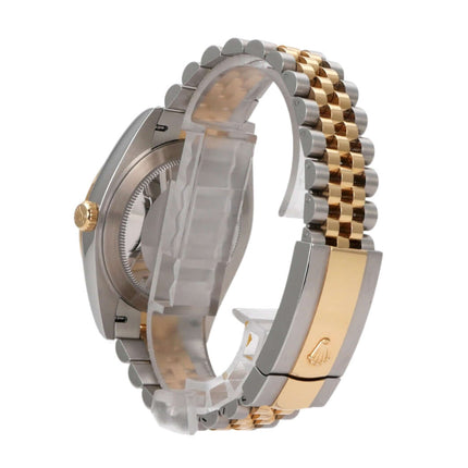 Rolex Datejust 41 Edelstahl Gelbgold 126333 Armbandansicht mit Jubile-Design und Faltschließe.