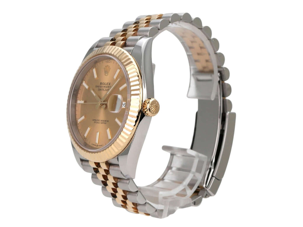 Rolex Datejust 41 Edelstahl Gelbgold 126333 Champagner Jubile-Band mit 18 kt Gelbgold und Edelstahl Armband.