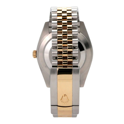 Rolex Datejust 41 Edelstahl Gelbgold 126333 Champagner Jubile-Band Armbandansicht mit Edelstahl und Gelbgold.