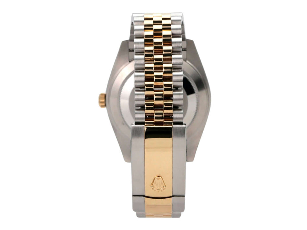 Rolex Datejust 41 Edelstahl Gelbgold 126333 Champagner Jubile-Band Armbandansicht mit Edelstahl und Gelbgold.