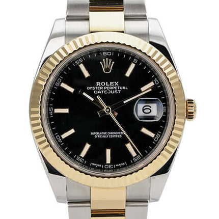 Rolex Datejust 41 Edelstahl Gelbgold 126333 Schwarz, schwarzes Zifferblatt, 41 mm, Oyster-Armband, 2018