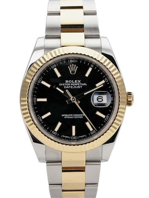 Rolex Datejust 41 Edelstahl Gelbgold 126333 Schwarz, schwarzes Zifferblatt, 41 mm, Oyster-Armband, 2018
