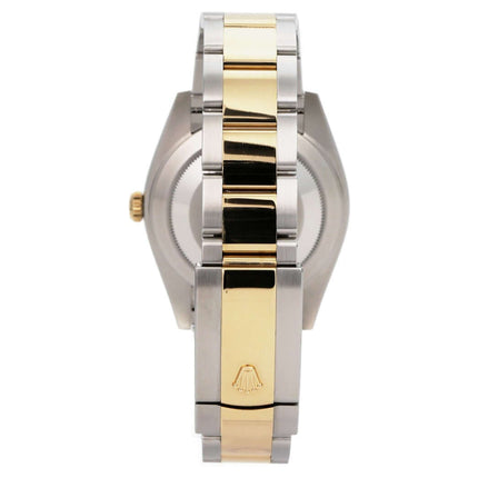 Rolex Datejust 41 Edelstahl Gelbgold 126333 Schwarz, Rückansicht mit Oyster-Armband und Faltschließe