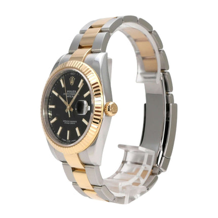 Rolex Datejust 41 Edelstahl Gelbgold 126333 Schwarz mit schwarzem Zifferblatt und 41 mm Gehäuse