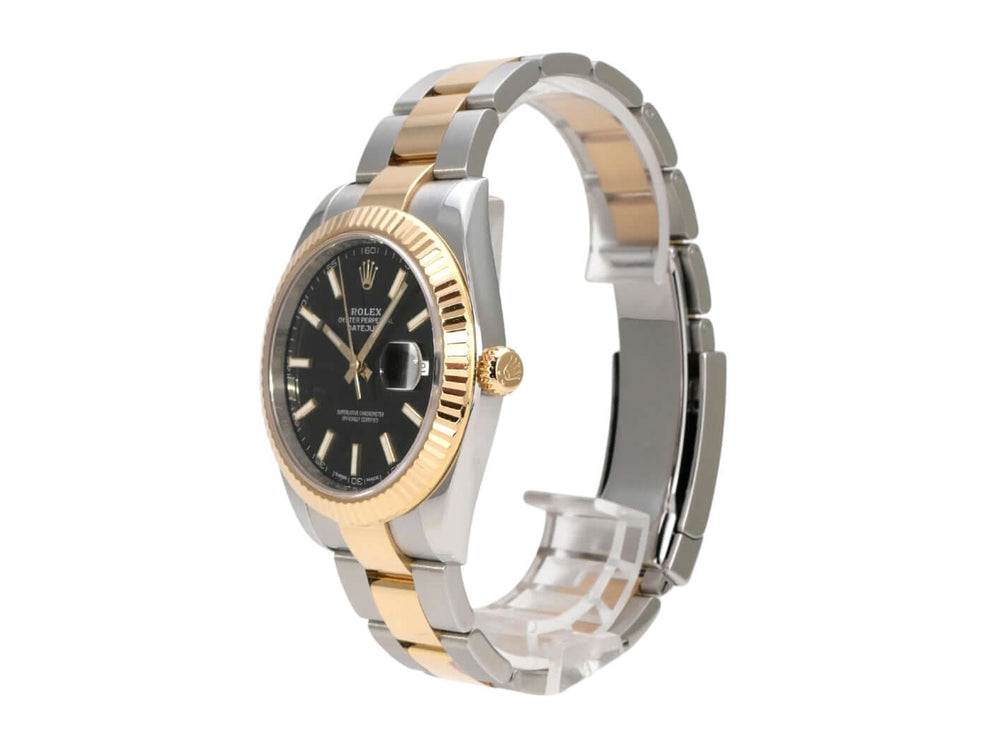 Rolex Datejust 41 Edelstahl Gelbgold 126333 Schwarz mit schwarzem Zifferblatt und 41 mm Gehäuse