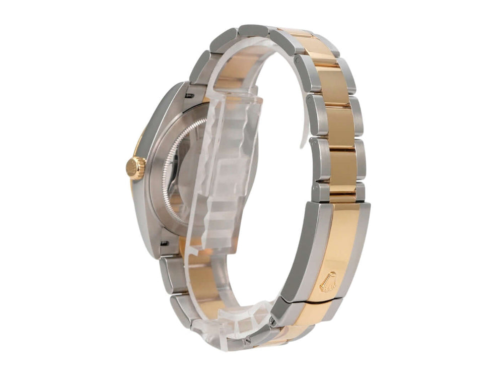 Rolex Datejust 41 Edelstahl Gelbgold 126333 Schwarz, Rückansicht mit Oyster-Armband