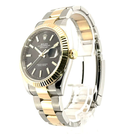 Rolex Datejust 41 Edelstahl Gelbgold 126333 Schwarz, 41 mm Gehäuse, Oyster Armband, schwarzes Zifferblatt, Leuchtindizes, Automatikwerk