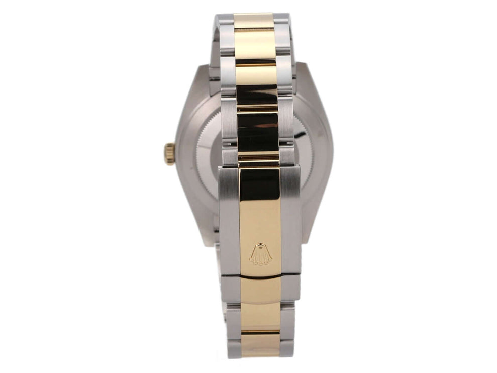 Rolex Datejust 41 Edelstahl Gelbgold 126333 Schwarz Diamant, Rückansicht mit Oyster-Band und Faltschließe