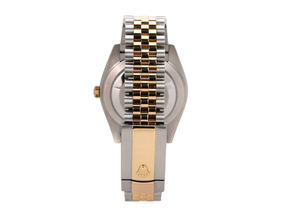 Rolex Datejust 41 Edelstahl Gelbgold 126333 Schwarz Jubile-Band Rückansicht des Armbands mit goldenen Details