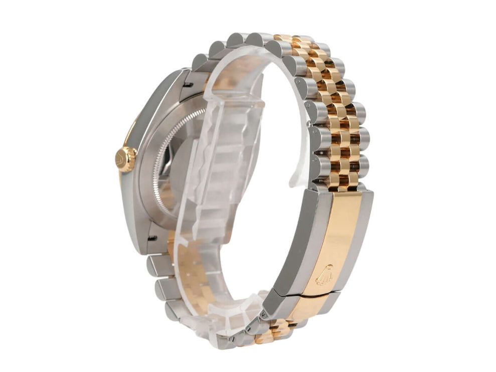 Rolex Datejust 41 Edelstahl Gelbgold 126333 Schwarz Jubile-Band Armbandansicht mit Edelstahl und 18 kt Gelbgold.