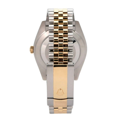 Rolex Datejust 41 Edelstahl Gelbgold 126333 Schwarz Jubile-Band Rückansicht mit Edelstahl- und Gelbgold-Armband