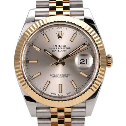 Rolex Datejust 41 Edelstahl Gelbgold 126333 Silber Jubile-Band mit silbernem Zifferblatt und Jubilee-Armband
