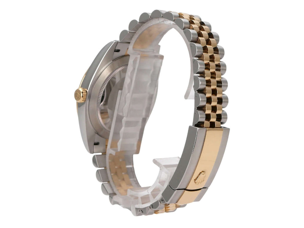 Rolex Datejust 41 Edelstahl Gelbgold 126333 Silber Jubile-Band von der Seite, Edelstahl- und Gelbgold-Armband.