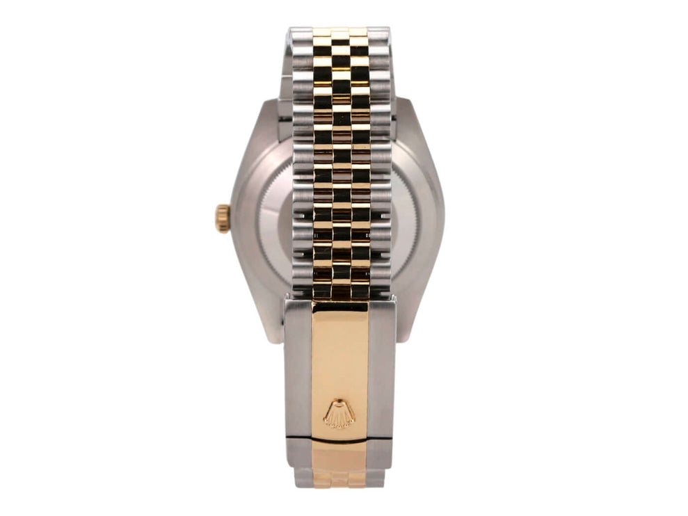 Rolex Datejust 41 Edelstahl Gelbgold 126333 Silber Jubile-Band Rückansicht mit Jubile-Armband