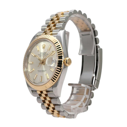 Rolex Datejust 41 Edelstahl Gelbgold 126333 Silber Jubile-Band mit poliertem Gehäuse und Jubile-Armband