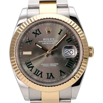 Rolex Datejust 41 Edelstahl Gelbgold 126333 Slate mit schiefergrauem Zifferblatt und 18 kt Gelbgold Lünette.