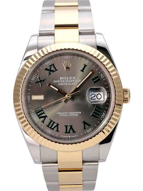 Rolex Datejust 41 Edelstahl Gelbgold 126333 Slate mit schiefergrauem Zifferblatt und 18 kt Gelbgold Lünette.
