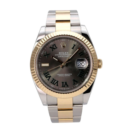 Rolex Datejust 41 Edelstahl Gelbgold 126333 Slate - luxuriöse Armbanduhr mit Schiefergrauem Zifferblatt und 18 kt Gelbgold.