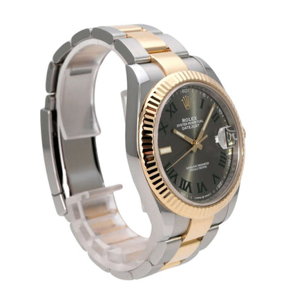 Rolex Datejust 41 Edelstahl Gelbgold 126333 Slate Uhr mit Schiefergrauem Zifferblatt und römischen Ziffern