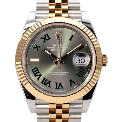Rolex Datejust 41 Edelstahl Gelbgold 126333 Slate Jubile-Band mit schiefergrauem Zifferblatt und Jubilé-Armband.