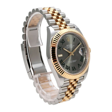 Rolex Datejust 41 Edelstahl Gelbgold 126333 Slate Jubile-Band mit schiefergrauem Zifferblatt und 18 kt Gelbgold Lünette.