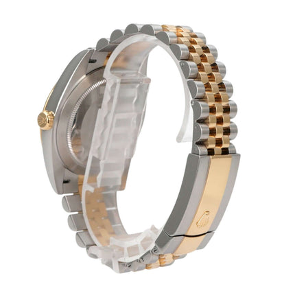 Rolex Datejust 41 Edelstahl Gelbgold 126333 Slate Jubile-Band seitliche Ansicht mit Jubile-Armband.