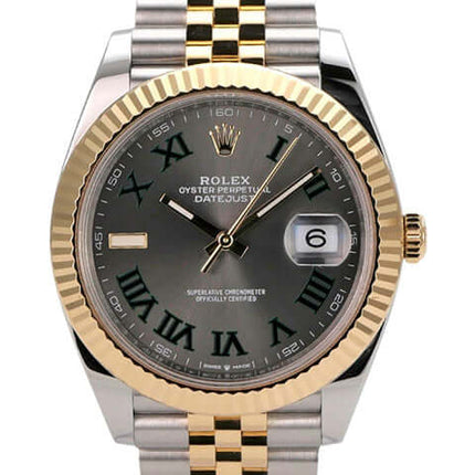 Rolex Datejust 41 Edelstahl Gelbgold 126333 Slate Jubile-Band mit grauem Zifferblatt und Jubilee-Armband.