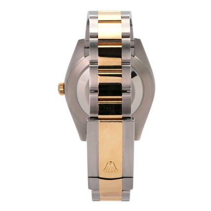 Rolex Datejust 41 Edelstahl Gelbgold 126333 Weiß Armbandansicht mit Edelstahl und Gelbgold.