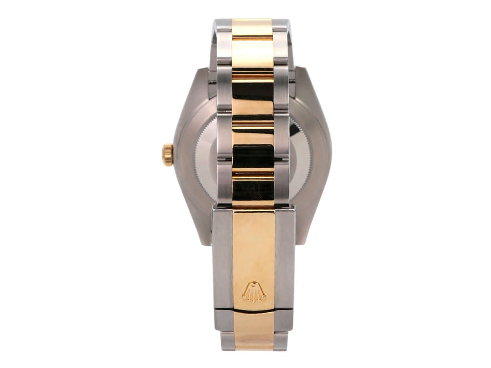 Rolex Datejust 41 Edelstahl Gelbgold 126333 Weiß Armbandansicht mit Edelstahl und Gelbgold.