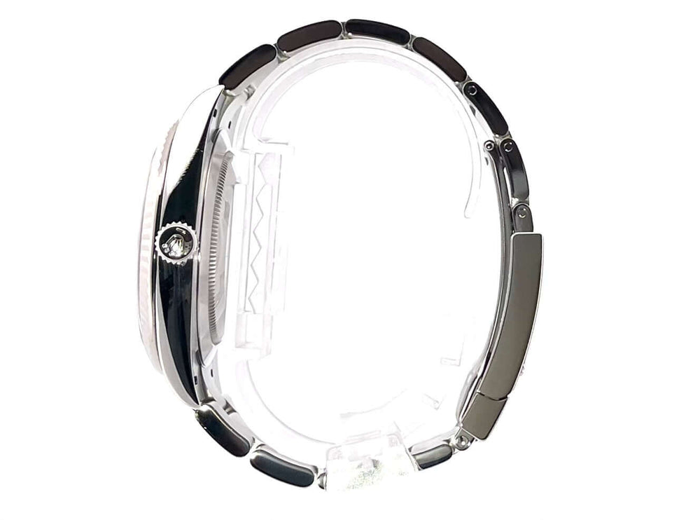 Rolex Datejust 41 Edelstahl Weißgold 126334 Blau Seitenansicht Uhrgehäuse und Armband