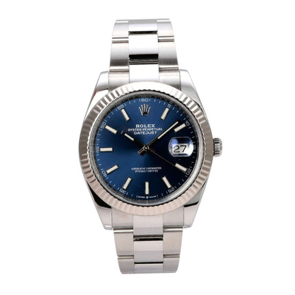Rolex Datejust 41 Edelstahl Weißgold 126334 Blau mit blauem Zifferblatt und Edelstahlarmband