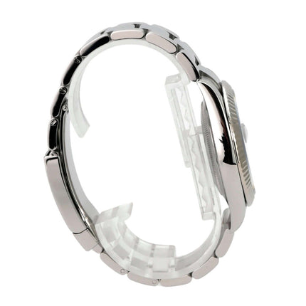 Rolex Datejust 41 Edelstahl Weißgold 126334 Blau seitliche Ansicht des Gehäuses und Armbands