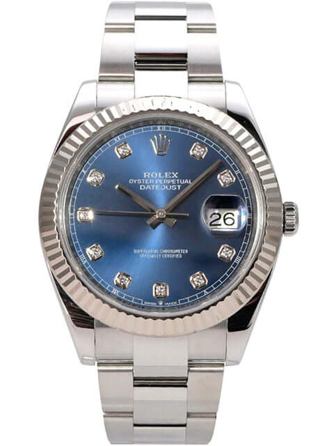Rolex Datejust 41 Edelstahl Weißgold 126334 Blau Diamant, 41 mm, Automatikuhr mit Datumsanzeige