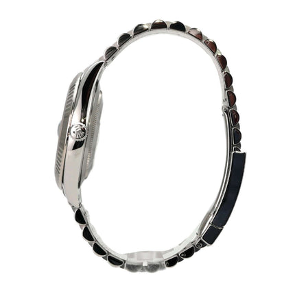 Rolex Datejust 41 Edelstahl Weißgold 126334 Blau Dia Jubile-Band seitliche Ansicht, poliertes Jubilé-Armband