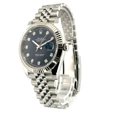 Rolex Datejust 41 Edelstahl Weißgold 126334 Blau Dia Jubile-Band 