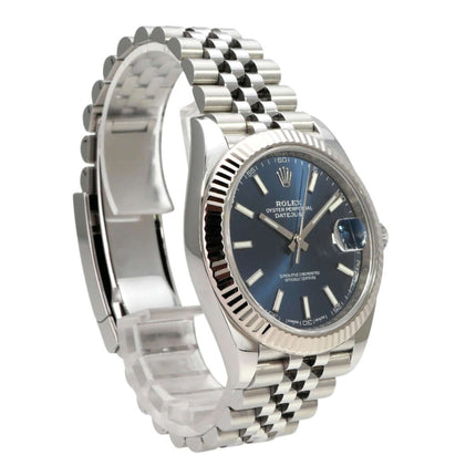 Rolex Datejust 41 Edelstahl Weißgold 126334 Blau Jubile-Band, blaues Zifferblatt, 41 mm