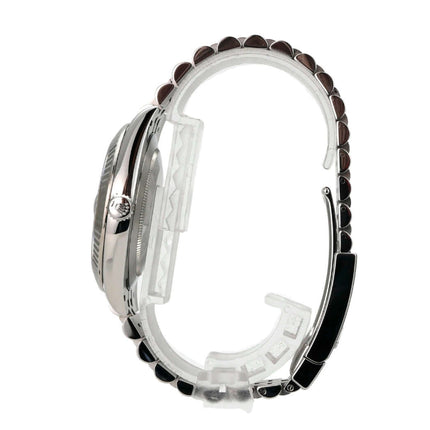 Rolex Datejust 41 Edelstahl Weißgold 126334 Blau Jubile-Band seitliche Ansicht des Uhrengehäuses und Armbands