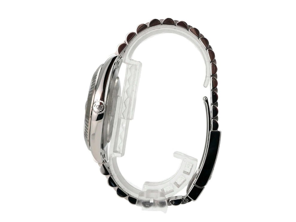 Rolex Datejust 41 Edelstahl Weißgold 126334 Blau Jubile-Band seitliche Ansicht des Uhrengehäuses und Armbands