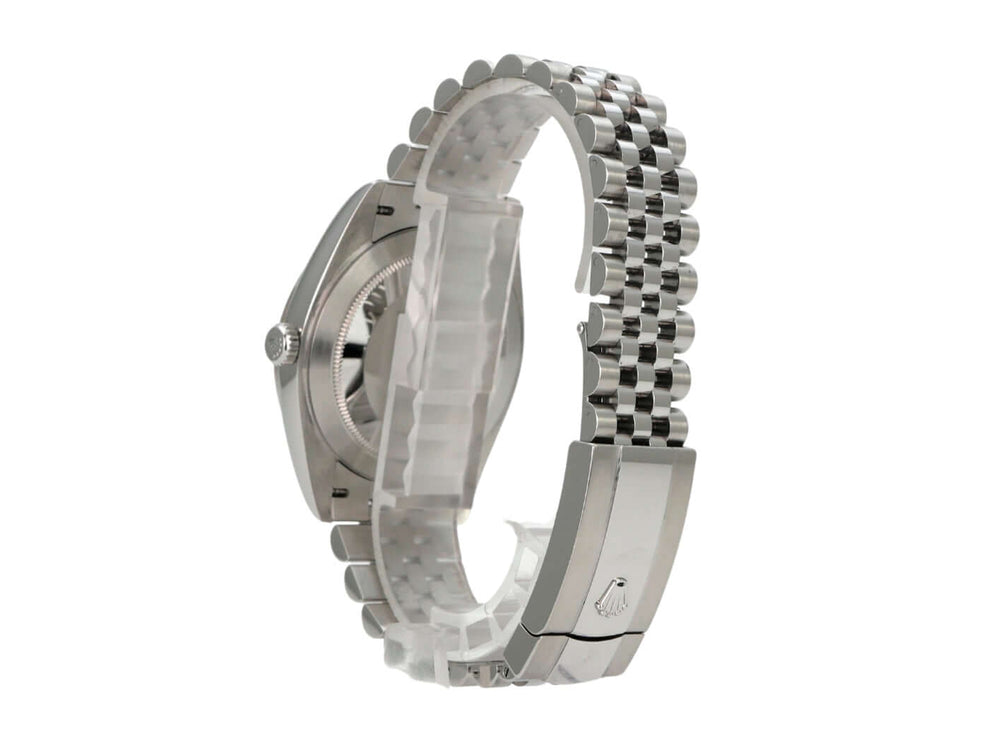 Rolex Datejust 41 Edelstahl Weißgold 126334 Blau Jubile-Band seitliche Ansicht des Armbands und Gehäuses