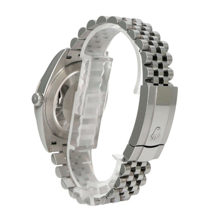 Rolex Datejust 41 Edelstahl Weißgold 126334 Blau Jubile-Band seitliche Ansicht des Armbands