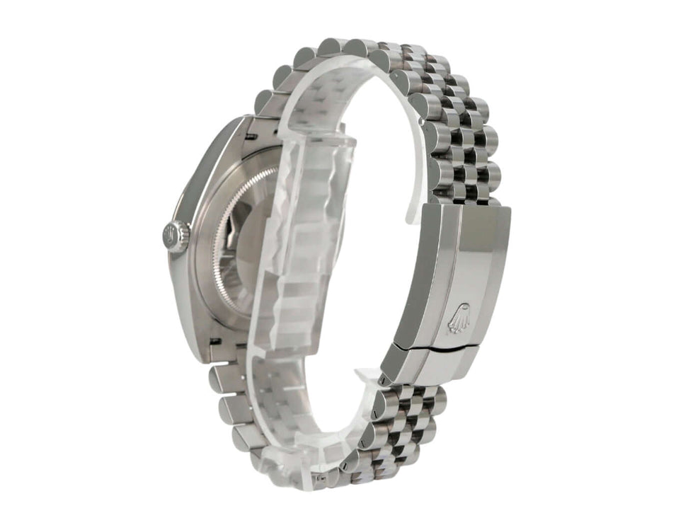 Rolex Datejust 41 Edelstahl Weißgold 126334 Blau Jubile-Band seitliche Ansicht des Armbands