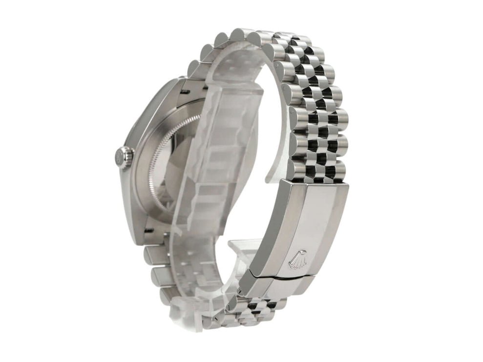 Rolex Datejust 41 Edelstahl Weißgold 126334 Blau Jubile-Band Ansicht von hinten mit Jubile-Armband