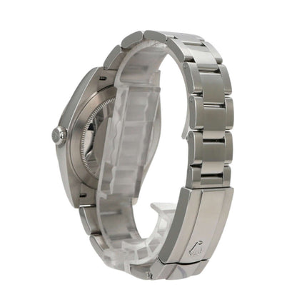 Rolex Datejust 41 Edelstahl Weißgold 126334 Blau Römisch seitliche Ansicht mit Oyster-Band aus Edelstahl.